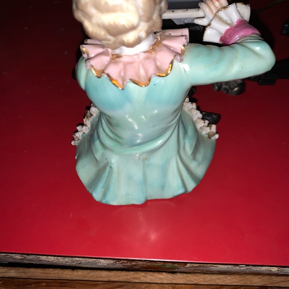 Victorian Porcelain Figurine Person Playing The Flute Bone Lace China - Picture 3 of 6